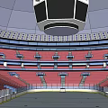 Modern Sports Arena Interior With Ice Rink Red Seats Multiple Levels And Large Screen