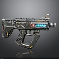Futuristic Sci Fi Pistol With Metallic Texture And Glowing Blue