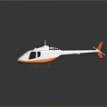 White And Orange Helicopter With Rotor Blades Displayed On Gray Surface With Reflection 3d model