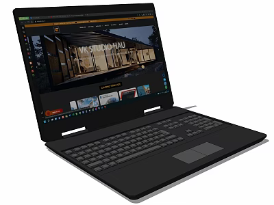 Modern Laptop Screen Displaying Architectural Design Website With Images And Thumbnails 3d model