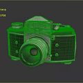Vintage Electronic Camera With Silver Metal Body Lens And Buttons On Dark Background With Reflection