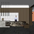 Modern Front Company Marble Reception Desk 3d model