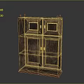 Sturdy Wooden Vertical Cabinet With Brown Wood Grain And Red Top Brackets