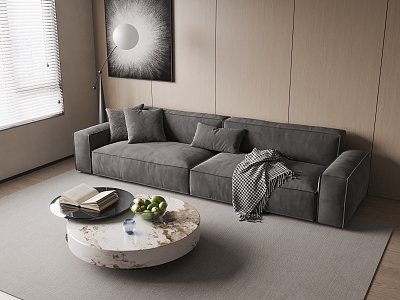 Modern double sofa coffee table combination model