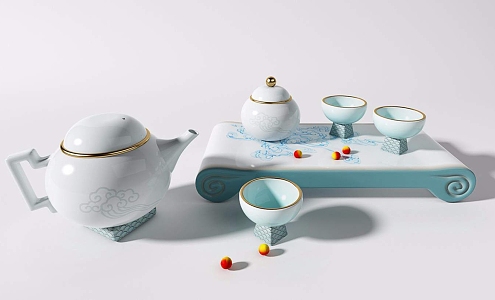 New Chinese Tea Set Tea Cup Tea Set 3d model