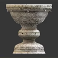 Classical Stone Decorative Ornament Set with Intricate Carved Patterns and Pedestal Base 3d model