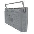 Vintage Gray Radio With Large Speakers Control Knobs And Display Screen