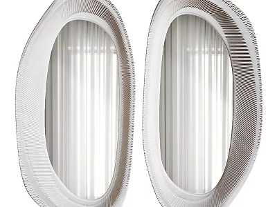 Elegant Modern Oval Mirrors With Decorative Textured Frame For Interior Decor 3d model