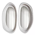 Elegant Modern Oval Mirrors With Decorative Textured Frame For Interior Decor 3d model