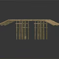 Traditional Bamboo Shelter With Sloped Tiled Roof And Support Poles