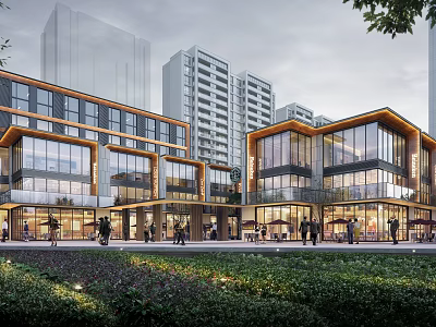 Modern Residential Building Complex Featuring Glass Facade Green Area And Pedestrian Walkway 3d model