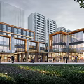 Modern Residential Building Complex Featuring Glass Facade Green Area And Pedestrian Walkway