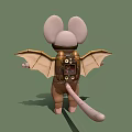 Cartoon Mouse Anthropomorphic Mouse Steampunk Style Flying Mouse Cartoon Animal Anime Mouse Anthropomorphic Animal Cartoon Bat 3d model