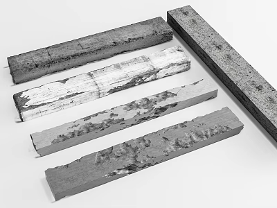 Wooden And Concrete Columns Featuring Weathered Textured Surfaces For Rustic Decor 3d model