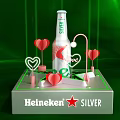 Heineken Silver Beer Bottle Display On Star Shaped Base With Green Laser Lights