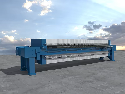 Blue Large scale Industrial Filter Press Equipment With Plate Frame Structure 3d model