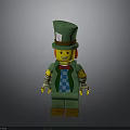 Colorful Lego Minifigure With Green Tall Hat Blue Checkered Vest And Red Bow Tie