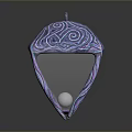Iridescent Diamond Shaped Hanging Ornament With Swirl Pattern And Internal Sphere