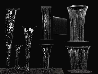 Garden Water Ornaments With Transparent Waterfall Columns Various Heights And Flowing Design 3d model
