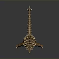 3D Mythical Monster Model With Golden Spines Red Abdomen And Sharp Claws