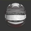 Red and White Renault Racing Helmet With Mirror Visor And Smooth Surface Design