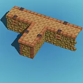 T Shaped Building Component Featuring Stone And Brick Wall Structure Design