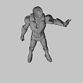 Iron Man Superhero in Red Armor with Glowing Eyes Arc Reactor and Outstretched Hand