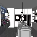 Elegant Wine Boutique Interior With White Cabinets Black Shelves Pendant Lights Display Shelves And Wine Bottles