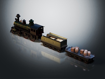 vintage train vintage train steam train carriage 3d model