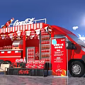 Red Coca-Cola Functional Vehicle Mobile Vending With Decorated Canopy And Beverage Displays