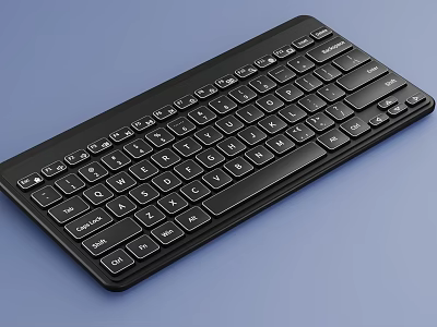 Black Slim Computer Keyboard With Chiclet Keys And Compact Design For Desktop Use 3d model
