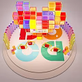 Colorful Cubes Art Installation With Festive Decor For Spring Festival Celebration