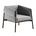 Minimalist Accent Chair With Beige Fabric Cushion And Wooden Frame Design