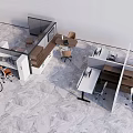 Modern Public Office Space Interior With Open Cubicles Desks And Office Chairs