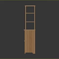 Wooden Storage Cabinet With Upper Glass Door Shelves And Lower Cabinet Design