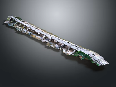 Long Architectural Decorative Strip With Green And White Textured Surface Details 3d model