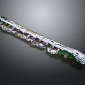 Long Architectural Decorative Strip With Green And White Textured Surface Details