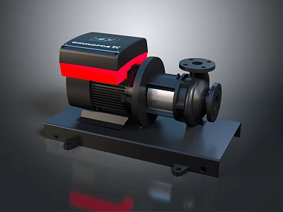 Black Red Industrial Water Pump With Motor Housing And Stable Metal Base 3d model