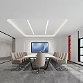 Modern Conference Room With Conference Table Chairs Large Screen And Bright Windows 3d model