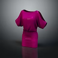 Pink Off Shoulder Short Sleeve Shiny Dress With Simple Design And Glossy Finish