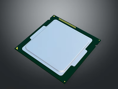 Modern CPU Processor With Green Circuit Board And White Heat Sink Cover 3d model