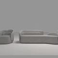 Modern Beige Fabric Sofa Set With Rounded Armrests And Comfortable Design 3d model