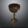 Vintage Metallic Stemmed Cup With Textured Surface And Round Base For Household Use