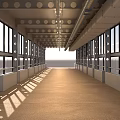 Overhead floor glass corridor bridge corridor aisle passage reinforced structure 3d model