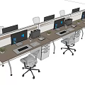 Modern Office Desks With Partition Computer Monitors Office Chairs And Potted Plants