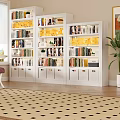 Household Library Steel Bookshelf Integrated Wall-to-Wall Floor Storage Rack Simple Multi-Layer Iron Rack Children's Storage Bookcase 3d model