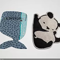 Shaped Rugs With Fish Shaped Polka Dot Design And Cute Panda Shaped Black White Pattern