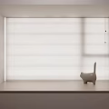 White Window Blinds in Modern Interior with Cat Figurine on Windowsill 3d model
