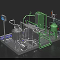 Industrial Equipment Processing System Featuring Operator Green Pipes Stainless Steel Tanks And Control Panel