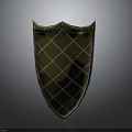 Classic Golden Shield With Silver Border And Shiny Diamond Pattern Design 3d model